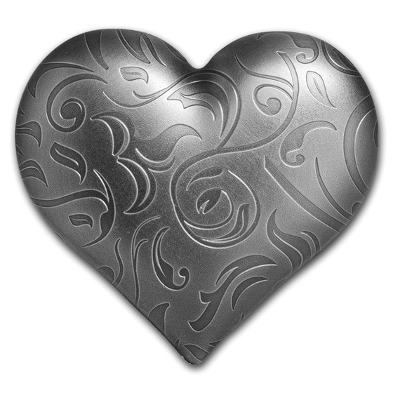 2018 Palau 1 oz Silver Antique Finish Heart Shaped Coin 2018 Palau 1 oz Silver Antique Finish Heart Shaped Coin